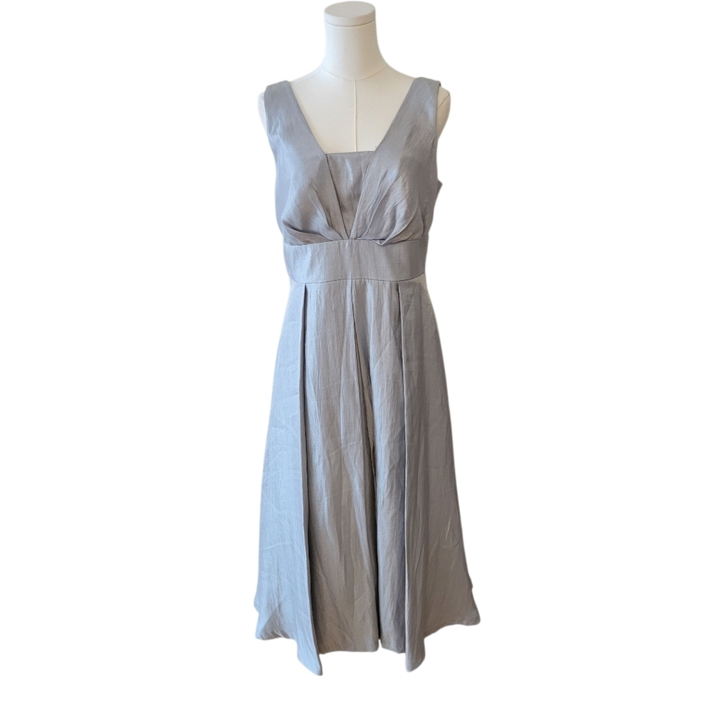 Adrianna Papell Silver Gray Sleeveless Pleated Cocktail‎ Dress Size 10
